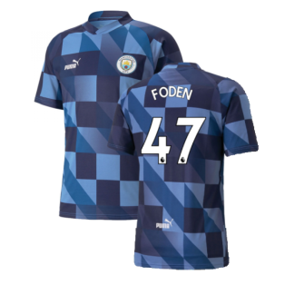 2022-2023 Manchester City Pre-Match Jersey (Blue-Navy) (Foden 47)