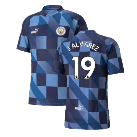 2022-2023 Manchester City Pre-Match Jersey (Blue-Navy) (J. Alvarez 19)