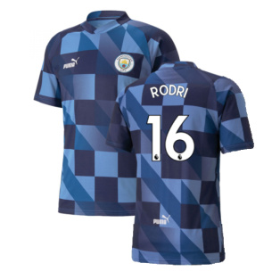 2022-2023 Manchester City Pre-Match Jersey (Blue-Navy) (Rodri 16)
