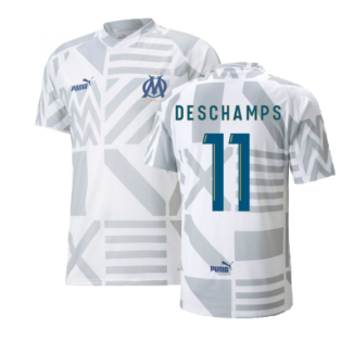 2022-2023 Marseille Pre-Match Jersey (White) (DESCHAMPS 11)