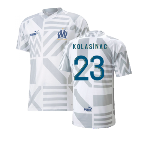 2022-2023 Marseille Pre-Match Jersey (White) (KOLASINAC 23)