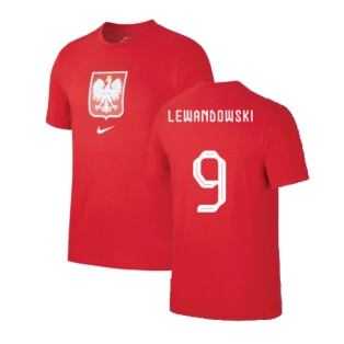 2022-2023 Poland World Cup Crest Tee (Red) (Lewandowski 9)