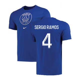 2022-2023 PSG Crest Tee (Blue) - Kids (SERGIO RAMOS 4)