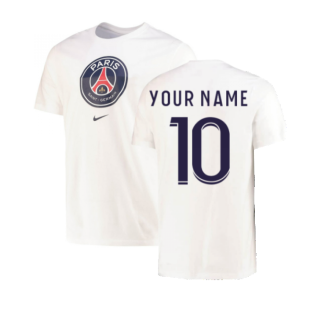 2022-2023 PSG Crest Tee (White) (Your Name)
