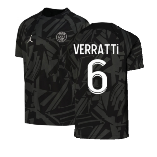 2022-2023 PSG Pre-Match Training Shirt (Black) - Kids (VERRATTI 6)