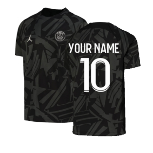 2022-2023 PSG Pre-Match Training Shirt (Black) - Kids (Your Name)