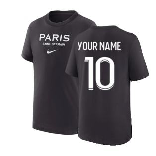 2022-2023 PSG Swoosh T-Shirt (Black) - Kids (Your Name)