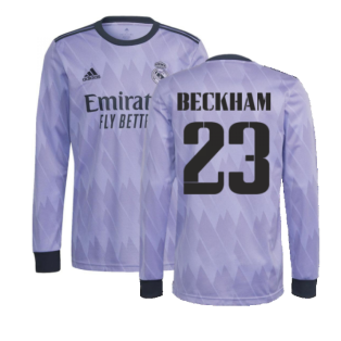 2022-2023 Real Madrid Authentic Long Sleeve Away Shirt (BECKHAM 23)