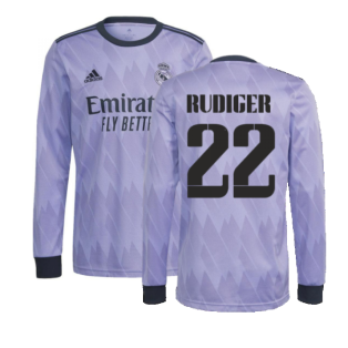 2022-2023 Real Madrid Authentic Long Sleeve Away Shirt (RUDIGER 22)