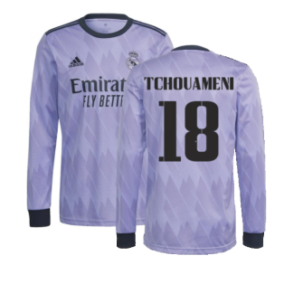 2022-2023 Real Madrid Authentic Long Sleeve Away Shirt (TCHOUAMENI 18)