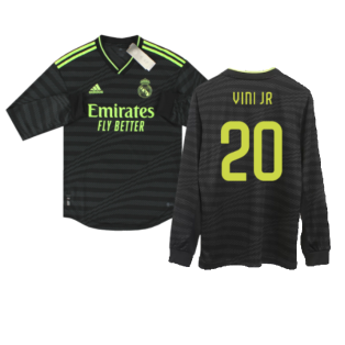 2022-2023 Real Madrid Authentic Long Sleeve Third Shirt (VINI JR 20)