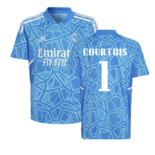 2022-2023 Real Madrid Home Goalkeeper Shirt (Blue) - Kids (COURTOIS 1)