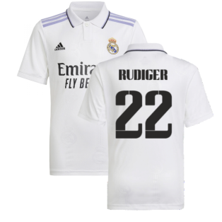 2022-2023 Real Madrid Home Shirt (Kids) (RUDIGER 22)