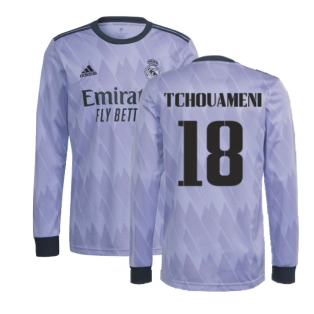 2022-2023 Real Madrid Long Sleeve Away Shirt (TCHOUAMENI 18)
