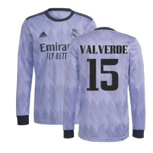 2022-2023 Real Madrid Long Sleeve Away Shirt (VALVERDE 15)