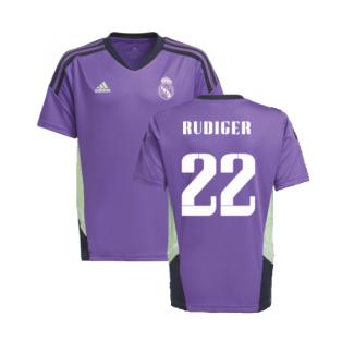 2022-2023 Real Madrid Training Jersey (Purple) - Kids (RUDIGER 22)