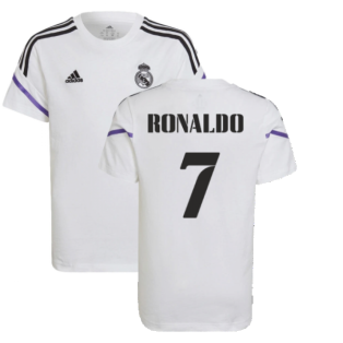 2022-2023 Real Madrid Training Tee (White) - Kids (RONALDO 7)