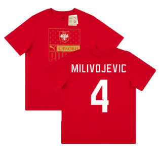 2022-2023 Serbia Ftbl Core Tee (Red) (MILIVOJEVIC 4)