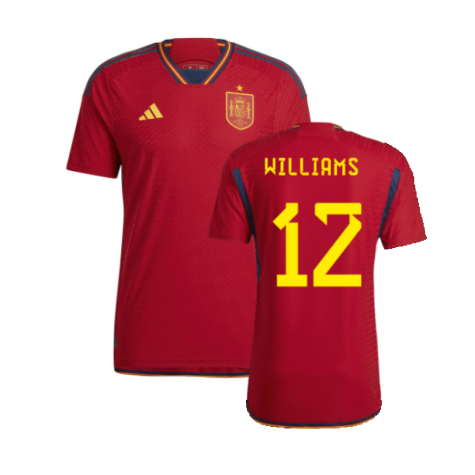 2022-2023 Spain Authentic Home Shirt (Williams 12)