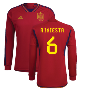 2022-2023 Spain Long Sleeve Home Shirt (A INIESTA 6)