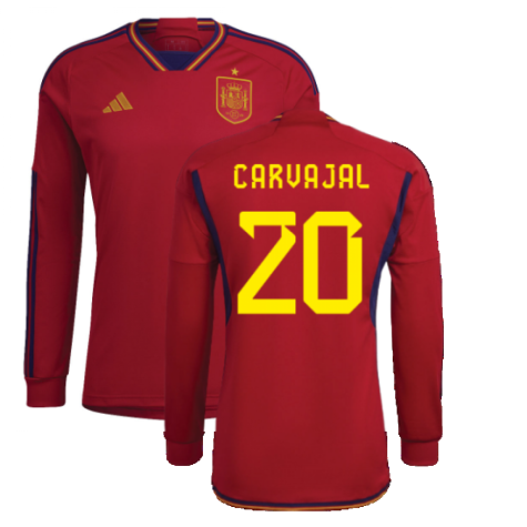 2022-2023 Spain Long Sleeve Home Shirt (CARVAJAL 20)