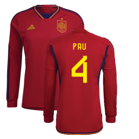 2022-2023 Spain Long Sleeve Home Shirt (PAU 4)