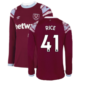 2022-2023 West Ham Long Sleeve Home Shirt (RICE 41)