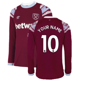 2022-2023 West Ham Long Sleeve Home Shirt (Your Name)