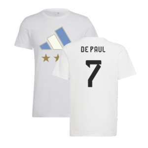 2022 Argentina World Cup Winners Tee (White) (DE PAUL 7)
