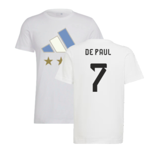 2022 Argentina World Cup Winners Tee (White) (DE PAUL 7)