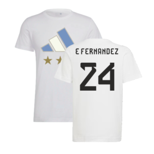 2022 Argentina World Cup Winners Tee (White) (E FERNANDEZ 24)