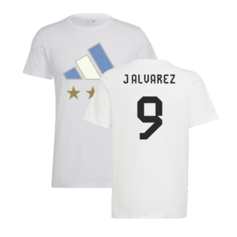 2022 Argentina World Cup Winners Tee (White) (J ALVAREZ 9)