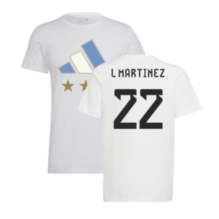 2022 Argentina World Cup Winners Tee (White) (L MARTINEZ 22)