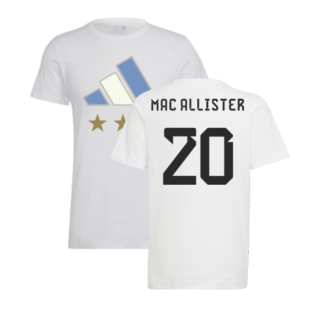 2022 Argentina World Cup Winners Tee (White) (MAC ALLISTER 20)