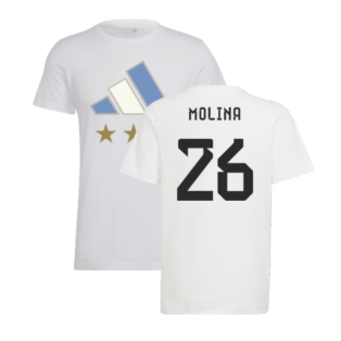 2022 Argentina World Cup Winners Tee (White) (MOLINA 26)