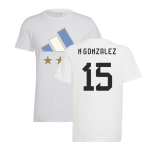 2022 Argentina World Cup Winners Tee (White) (N GONZALEZ 15)