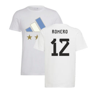 2022 Argentina World Cup Winners Tee (White) (ROMERO 12)
