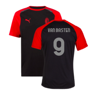 2023-2024 AC Milan Casuals Tee (Black) (Van Basten 9)