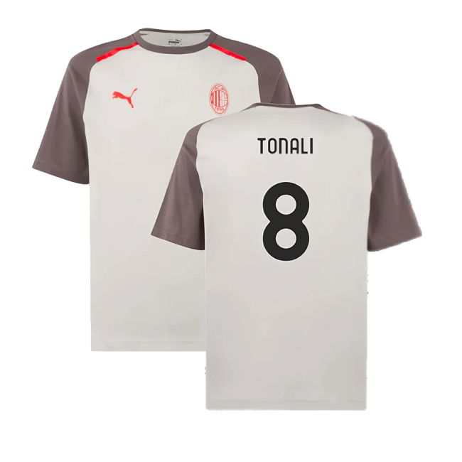 2023-2024 AC Milan Casuals Tee (Light Grey) (Tonali 8)