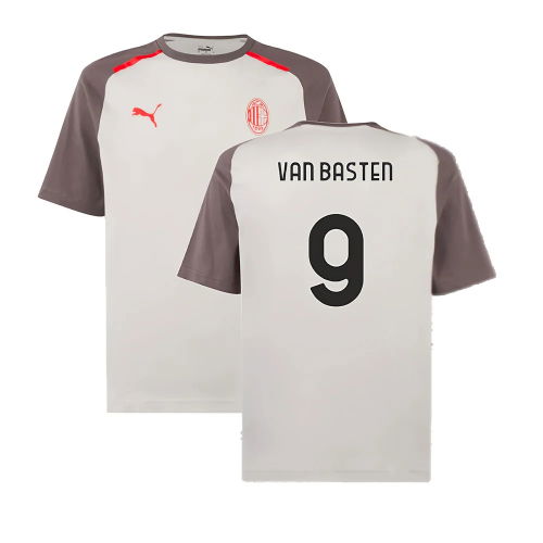 2023-2024 AC Milan Casuals Tee (Light Grey) (Van Basten 9)