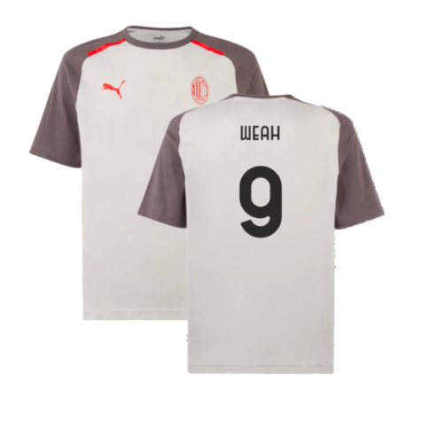 2023-2024 AC Milan Casuals Tee (Light Grey) (Weah 9)