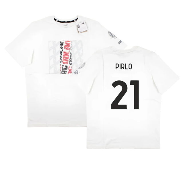 2023-2024 AC Milan FtblCore Graphic Tee (Grey) (Pirlo 21)