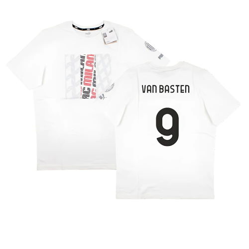2023-2024 AC Milan FtblCore Graphic Tee (Grey) (Van Basten 9)