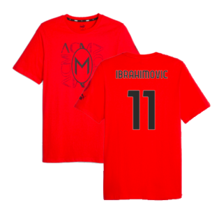 2023-2024 AC Milan FtblCore Graphic Tee (Red) (Ibrahimovic 11)