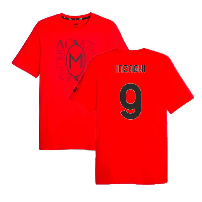 2023-2024 AC Milan FtblCore Graphic Tee (Red) (Inzaghi 9)