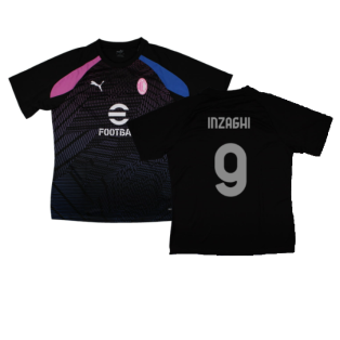 2023-2024 AC Milan Pre-Match Jersey (Black) (Inzaghi 9)