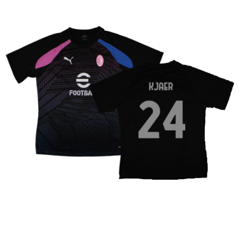 2023-2024 AC Milan Pre-Match Jersey (Black) (Kjaer 24)