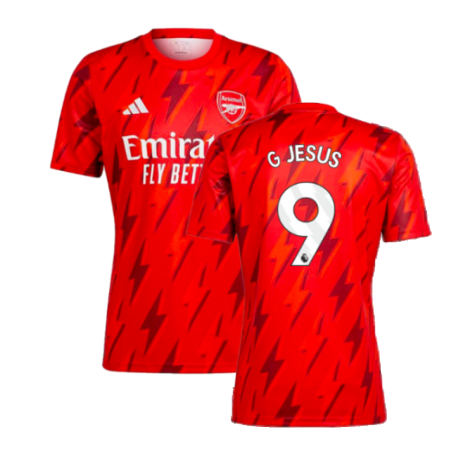 2023-2024 Arsenal Pre-Match Shirt (Red) (G Jesus 9)