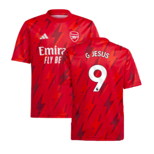 2023-2024 Arsenal Pre-Match Shirt (Red) - Kids (G Jesus 9)