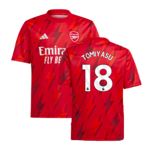 2023-2024 Arsenal Pre-Match Shirt (Red) - Kids (Tomiyasu 18)